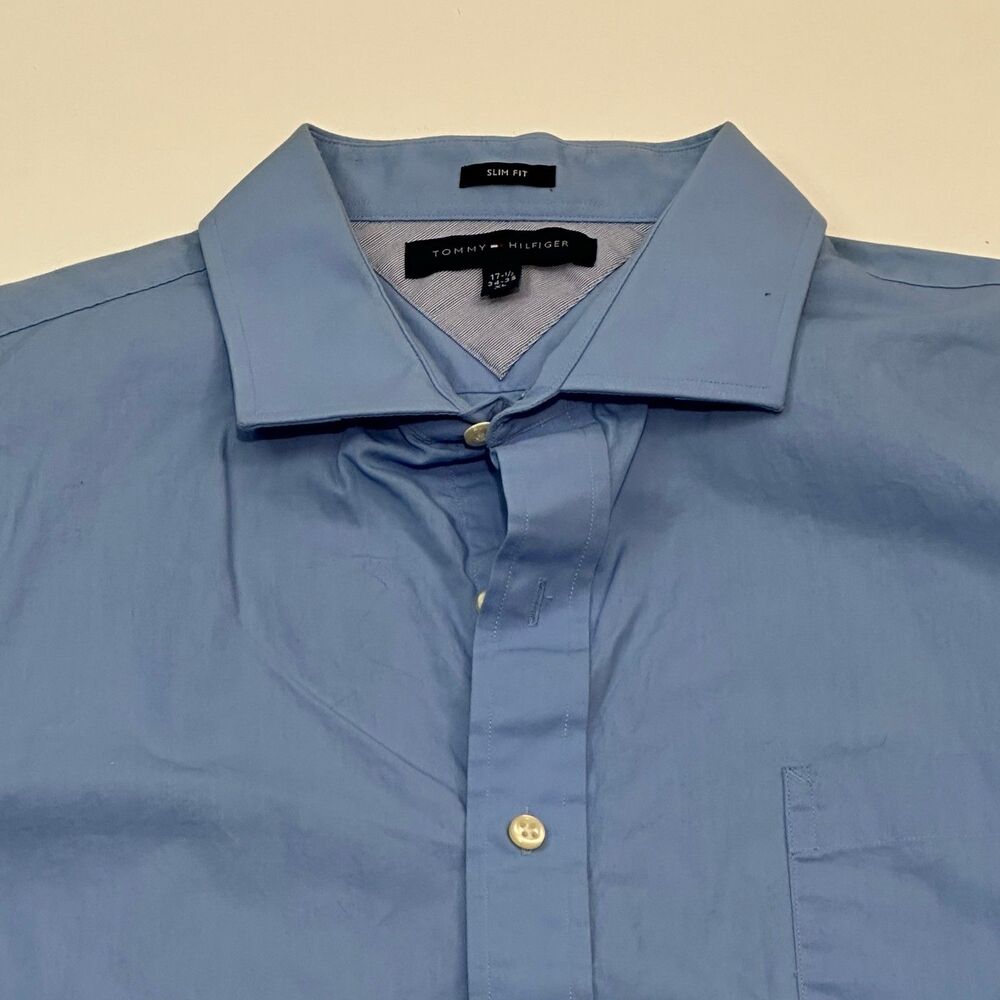 Tommy‎ Hilfiger Men's Dress Shirt Light Blue Slim Fit, Size XL